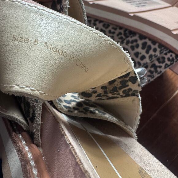 DOLCE VITA Women's Leopard Crochet Verna Wedge Slip On Leather Mules Size 8 NWOB - Picture 7 of 10